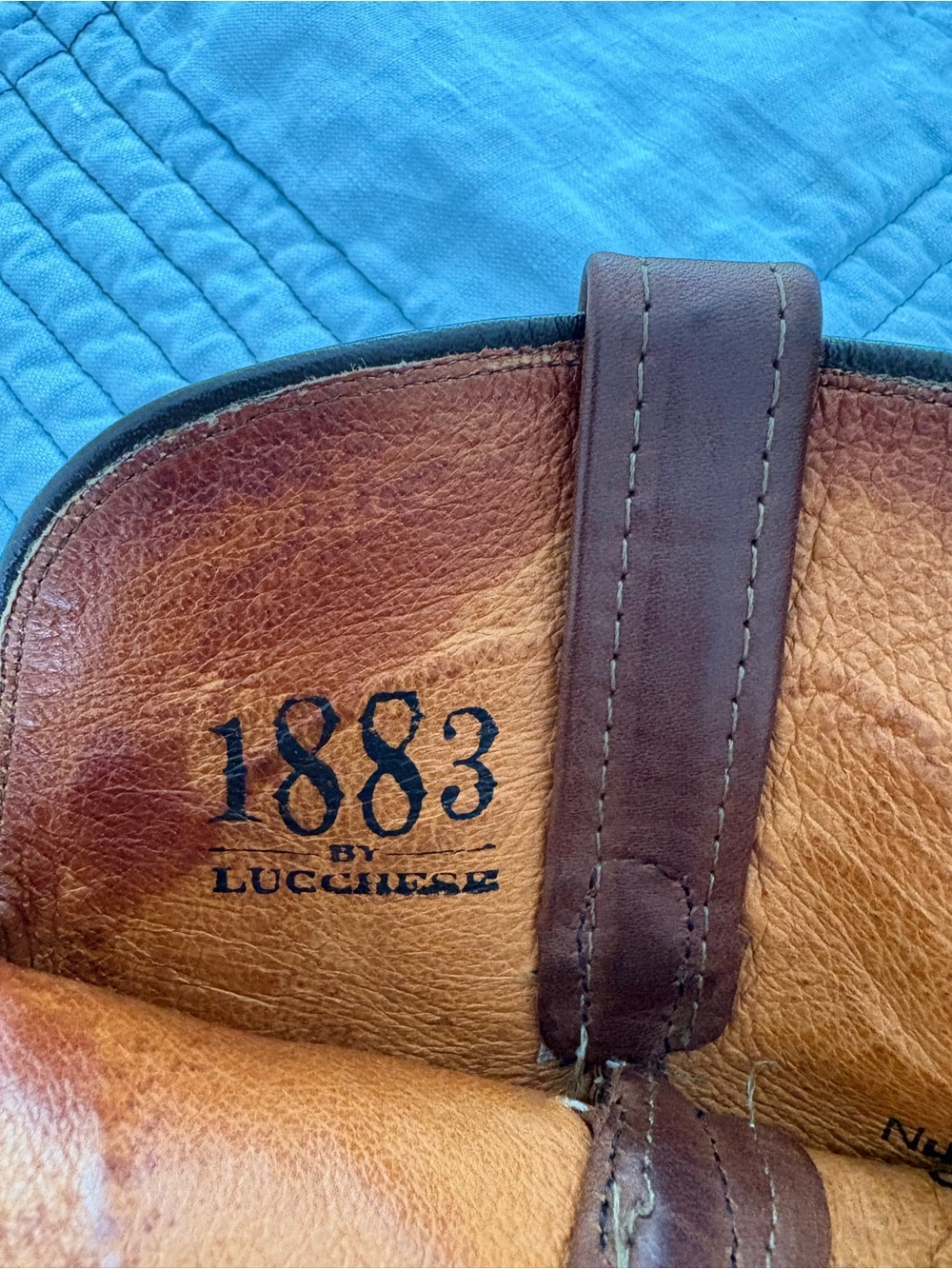 Lucchese Chestnut Brown Leather Cowboy Boots - Picture 4 of 10
